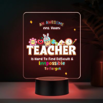 Personalized Teacher LED Night Lamp Custom with Name Birthday Gift for Teacher School Teacher Gift from Student Thank You Gifts for Teacher from Students (Multicolored Light)